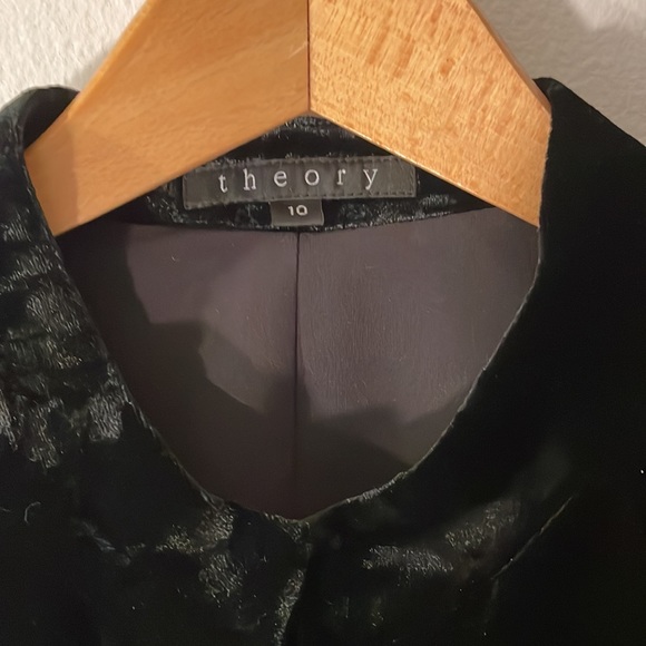 Theory Black Velvet Button Front Jacket sz. 10 - Picture 2 of 5